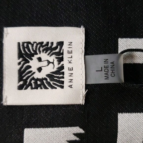 Anne Klein Black and White Print 3/4 Sleeve Open Front Jacket, Large - Picture 3 of 7